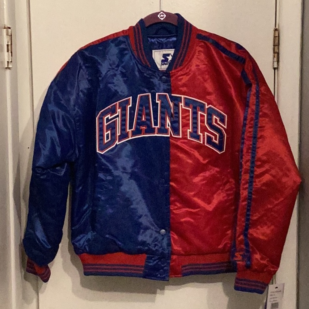 STARTER Giants QBlue and Red Bomber Jacket
